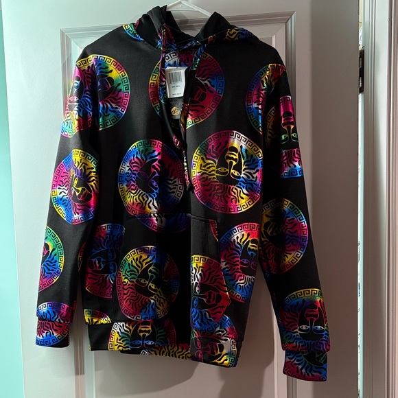 Other - Monogram Mens Shiny Multicolor Black Hoodie with front pocket NWT